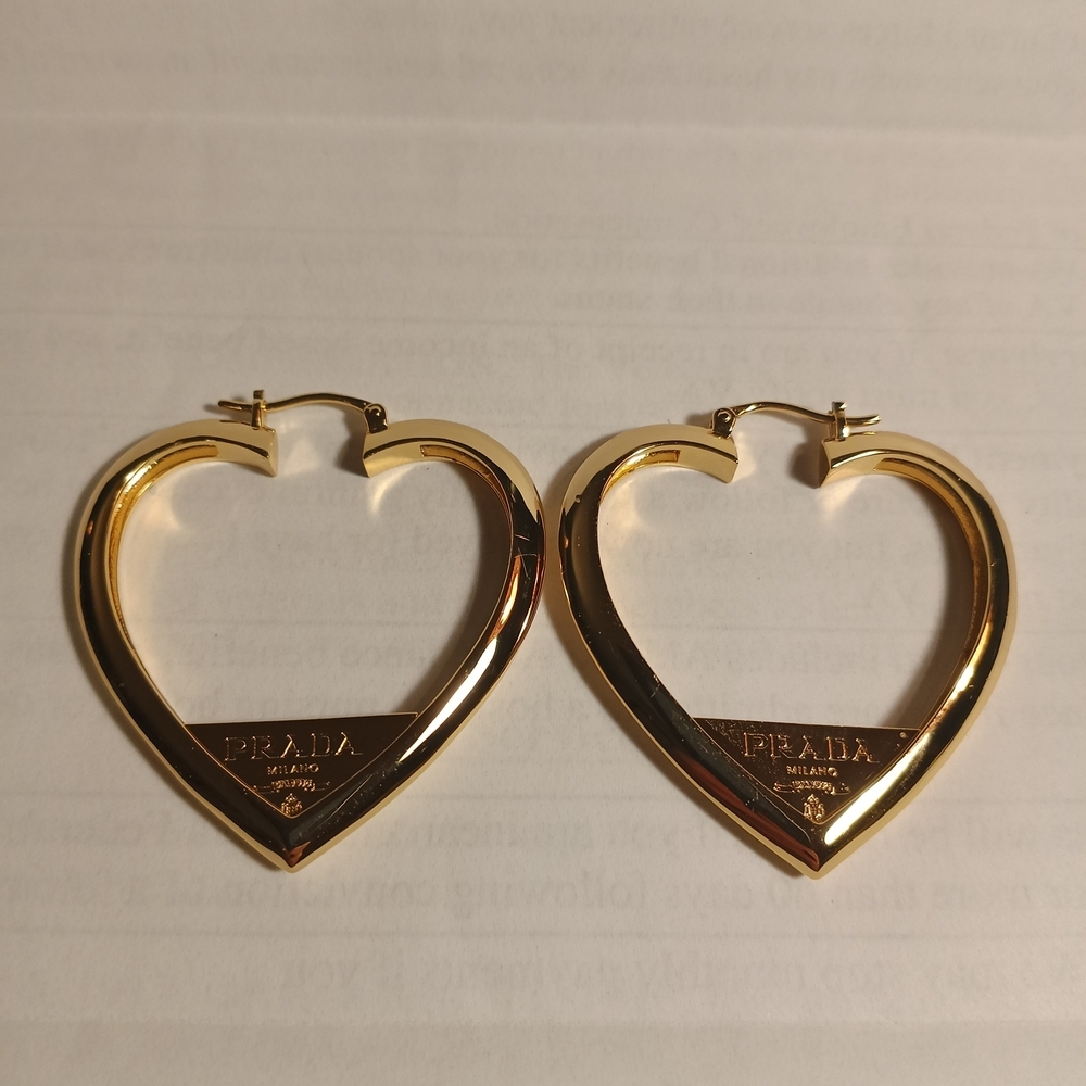 Prada Gold Heart-Shaped Earrings - Picture 2 of 10